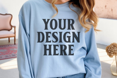 Light Blue Gildan 18000 Crewnwck Sweatshirt Mockup, gildan Product Image 1