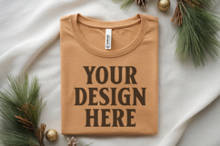Christmas Bella Canvas 3001 Heather Mustard Folded Tshirt Mo Product Image 1