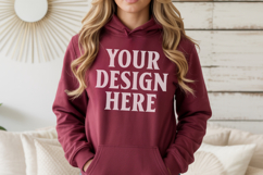 Maroon Gildan 18500 Hoodie Sweatshirt Mockup, 185 mock- Product Image 1