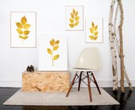 Yellow Wall Art, Gold Wall Decor, Leaf Wall Art, Gold Print Product Image 2