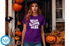 Purple women Tshirt Mockup, Halloween tshirt mockup Product Image 1