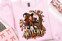 Witchy Autumn Days PNG, Cute Fall Witch Cat Sublimation Product Image 3