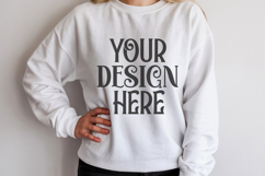 White Gildan 18000 Mockup, Sweatshirt Crewneck Mockups Product Image 1