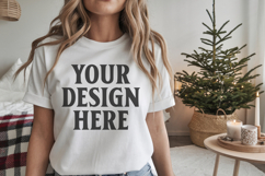Bella Canvas 3001 White Christmas Shirt Mockup, Trandy Product Image 1