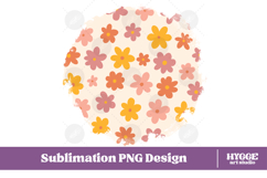 Retro Flowers Background Png Floral Paper Sublimation Splash Product Image 1