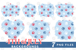 American 4th of July Cat Dog Paw Background Png DTF Bundle Product Image 1