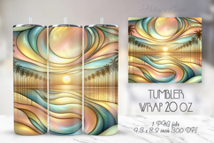Palm tree summer beach tumbler 20oz wrap sublimation bundle Product Image 11