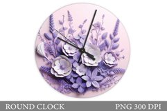 3D Flowers Clock Design. Flowers Round Clock Template Product Image 1