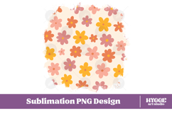 Retro Flowers Background Png Floral Paper Sublimation Splash Product Image 1