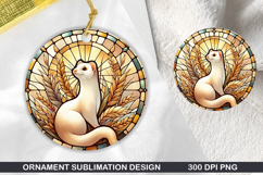 ferret Stained Glass Ornament PNG, Digital Download File Product Image 1