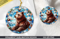 Cute Bear Stained Glass Ornament PNG, Sublimation PNG Design Product Image 1