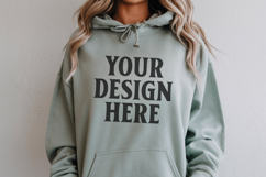 Military Green Gildan 18500 Hoodie Mockup, G18000 Hoodie Mod Product Image 1