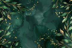 Green and Gold Botanical Background Wallpaper Product Image 1