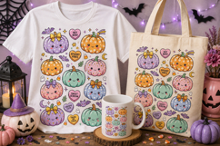 Cute Pastel Halloween Pumpkin PNG | Kawaii Spooky Clipart Product Image 1