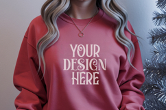 Christmas Gildan 18000 Red Crewneck Sweatshirt Mockup Product Image 1