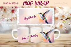 Bright hummingdird and flowers mug wrap sublimation design Product Image 1