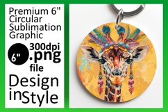 Cute Giraffe Round Design Keychain Sublimation Product Image 1