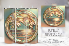 Palm tree summer beach tumbler 20oz wrap sublimation bundle Product Image 13