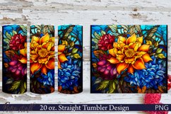 Stained Glass Floral Tumbler Wrap | 20 oz. Skinny PNG Design Product Image 1