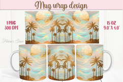 Summer beach palm tree mug wrap 15oz sublimation designs png Product Image 1