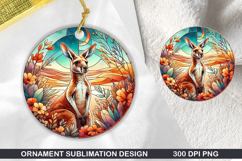 kangaroo Stained Glass Ornament PNG, Sublimation PNG Design Product Image 1