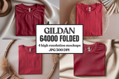 Gildan 64000 Folded Tshirt Mockup , Folded Tee Flat Lay Product Image 1