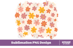 Retro Flowers Background Png Floral Paper Sublimation Splash Product Image 1