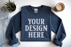 Dark Navy Gildan 18000 Folded Flat Lay Mockups Product Image 1