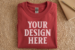 Red Gildan 5000 Flat Lay Tshirt Mockup, G5000 mockups Product Image 1