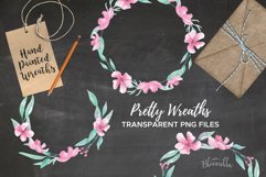 Watercolor Aqua Pink Clipart Wreaths Flowers Garlands Floral  Product Image 5