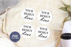 Four Round Coasters Mockup on a Neutral Background PSD & PNG Product Image 4