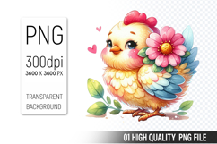 Cute Chicken, Animal Sublimation Clipart PNG Product Image 1