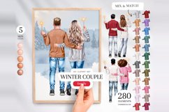 Winter Couple Clip Art, Pair in Sweaters Clipart PNG Product Image 1