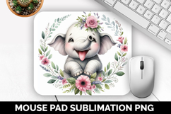 Elephant, Cute Animal Mouse Pad PNG, Animal Lover Gift Product Image 1