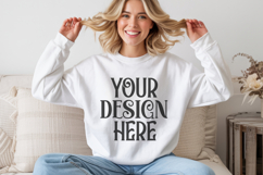 White Gildan 18000 Crewneck Sweatshirt Mockups,G18000 Product Image 1