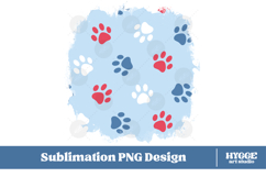 American 4th of July Cat Dog Paw Background Png Sublimation Product Image 1