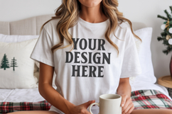 Christmas Bella Canvas 3001 White Shirt Mockup ,Trandy mock Product Image 1