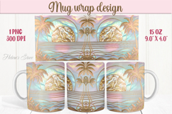 Summer beach palm tree mug wrap 15oz sublimation designs png Product Image 1