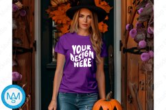 Purple women Tshirt Mockup, Halloween tshirt mockup Product Image 1