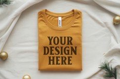 Christmas Bella Canvas 3001 Heather Mauve Folded Tshirt Mock Product Image 1