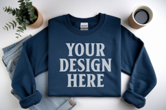 Dark Navy Gildan 18000 Folded Flat Lay Mockups Product Image 1