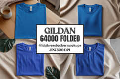 Gildan 64000 Folded Tshirt Mockup , Folded Tee Flat Lay Product Image 1