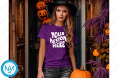 Purple women Tshirt Mockup, Halloween tshirt mockup Product Image 1