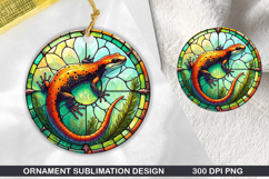 Salamander Stained Glass Ornament PNG, Digital Download File Product Image 1