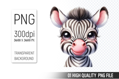 Cute Zebra, Animal Sublimation Clipart PNG Product Image 1