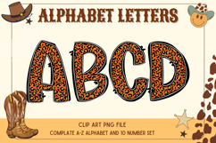 Leopard Doodle Alphabet Cheetah western Letters PNG_B209 Product Image 1