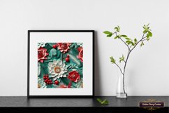 14 3D Christmas Paper Cut Flowers Digital Seamless Patterns Product Image 3