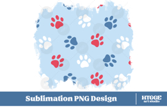 American 4th of July Cat Dog Paw Background Png Sublimation Product Image 1