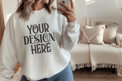 White Gildan 18000 Crewneck Sweatshirt Mockups,G18000 Product Image 1
