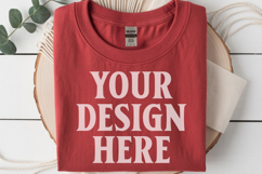 Red Gildan 5000 Flat Lay Tshirt Mockup, G5000 mockups Product Image 1